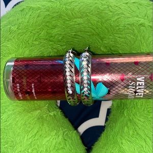 Silver rhinestone hoops